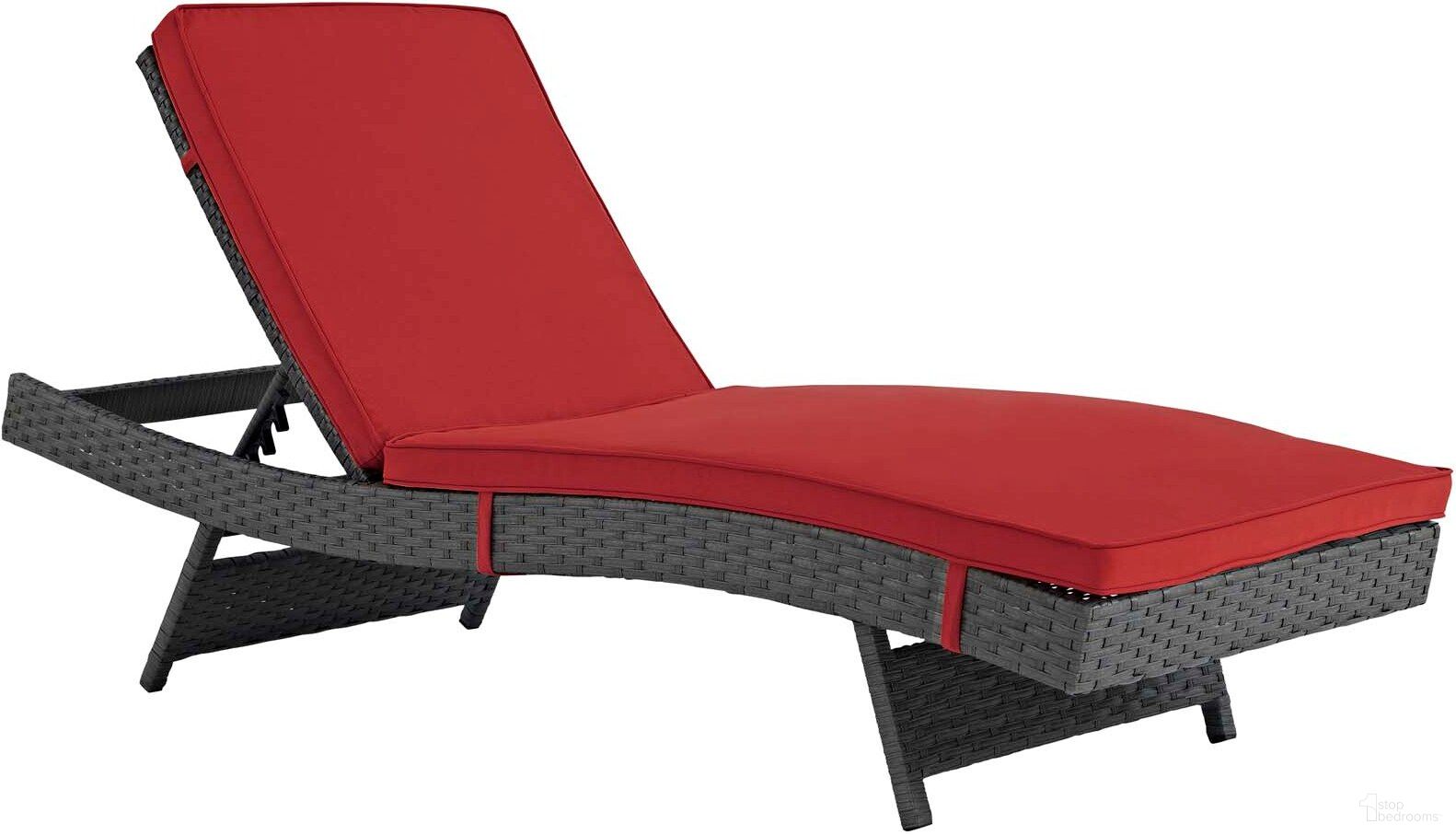 The appearance of Sojourn Canvas Red Outdoor Patio Sunbrella Chaise designed by Modway in the modern / contemporary interior design. This canvas red piece of furniture was selected by 1StopBedrooms from Sojourn Collection to add a touch of cosiness and style into your home. Sku: EEI-1985-CHC-RED. Material: Polyester.