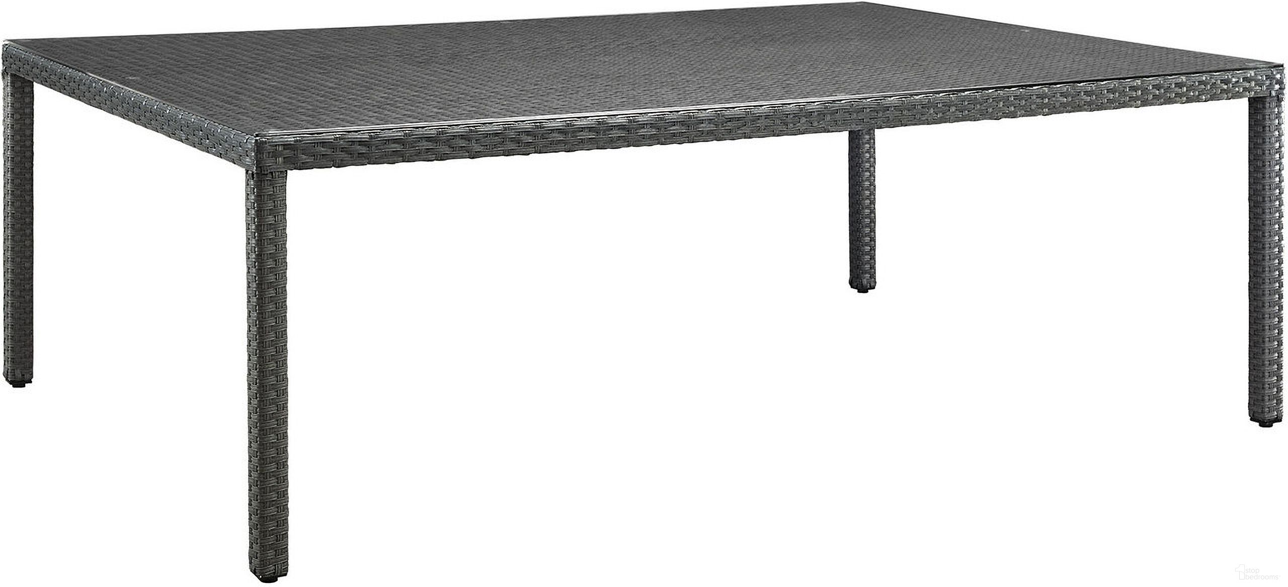 The appearance of Sojourn 90 Inch Outdoor Patio Dining Table In Chocolate designed by Modway in the modern / contemporary interior design. This chocolate piece of furniture was selected by 1StopBedrooms from Sojourn Collection to add a touch of cosiness and style into your home. Sku: EEI-1933-CHC. Table Base Style: Legs. Material: Rattan. Table Top Shape: Rectangular. Size: 63" x 91".