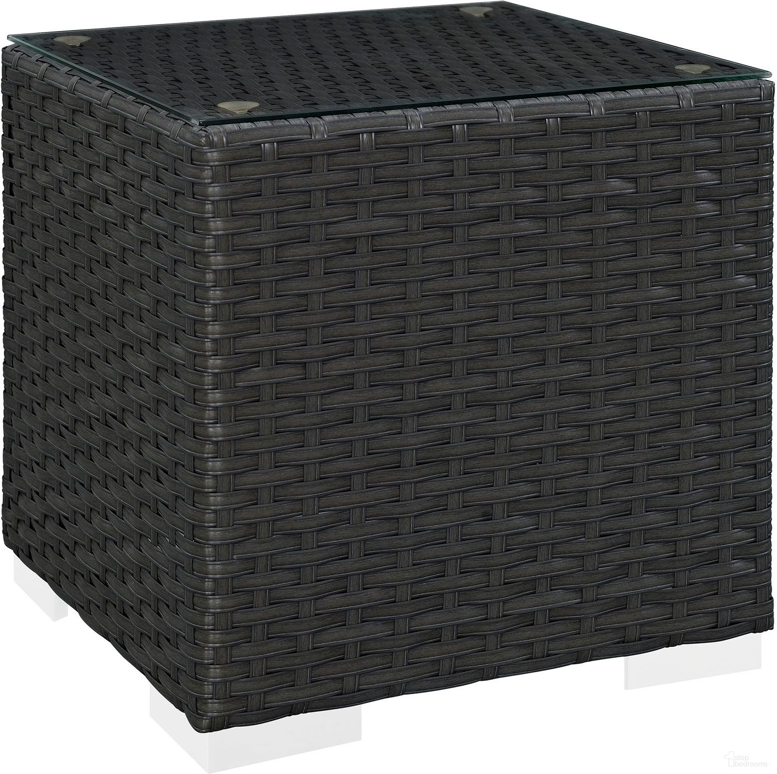 The appearance of Sojourn Chocolate Outdoor Patio Side Table designed by Modway in the modern / contemporary interior design. This chocolate piece of furniture  was selected by 1StopBedrooms from Sojourn Collection to add a touch of cosiness and style into your home. Sku: EEI-1853-CHC. Table Top Shape: Square. Material: Steel.