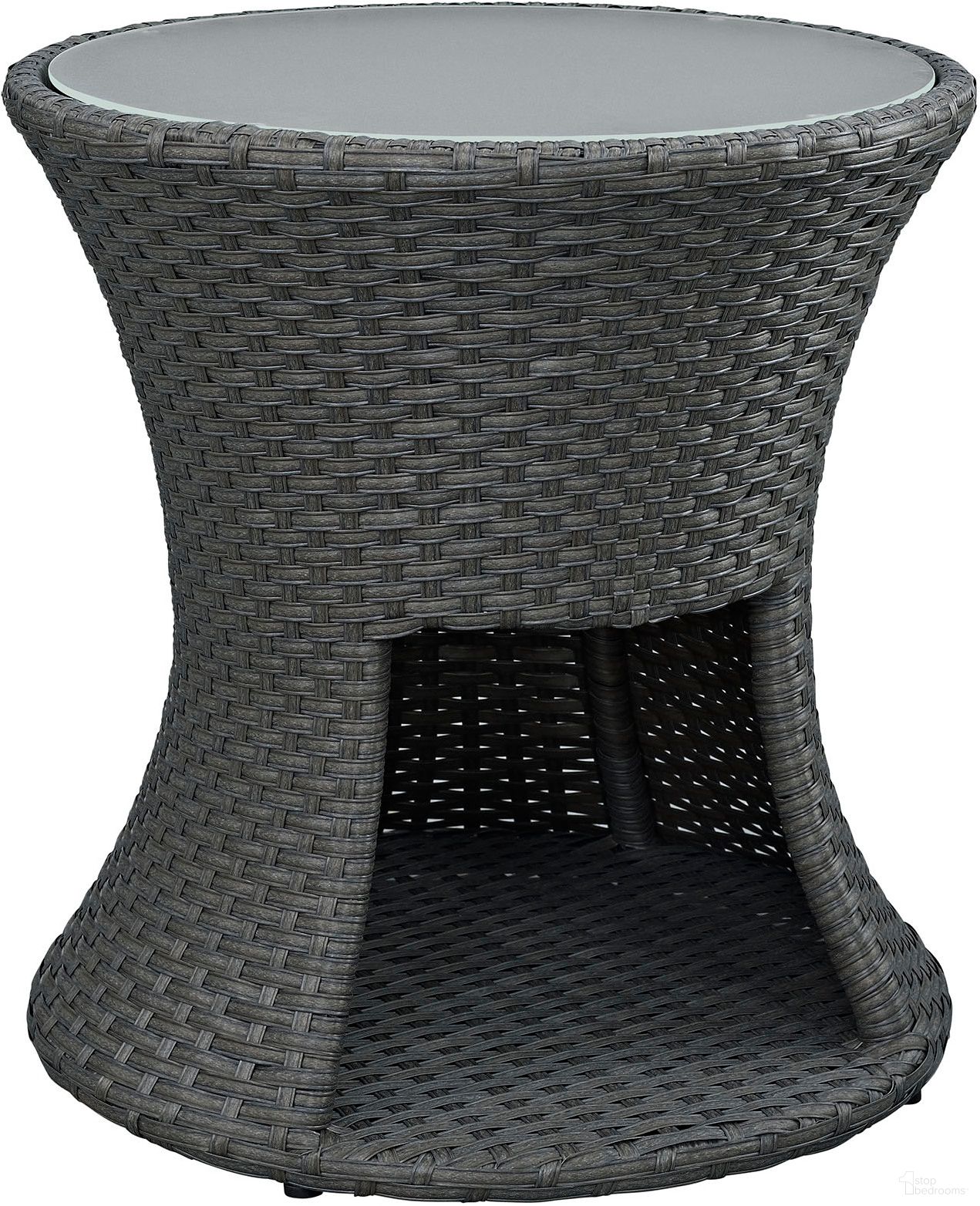 The appearance of Sojourn Chocolate Round Outdoor Patio Side Table designed by Modway in the modern / contemporary interior design. This chocolate piece of furniture was selected by 1StopBedrooms from Sojourn Collection to add a touch of cosiness and style into your home. Sku: EEI-1980-CHC. Table Top Shape: Round. Material: Aluminum.