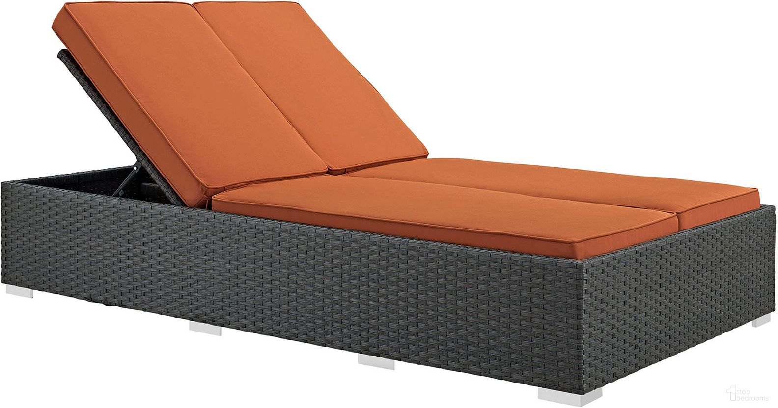 Sojourn Chocolate Tuscan Outdoor Patio Sunbrella Double Chaise