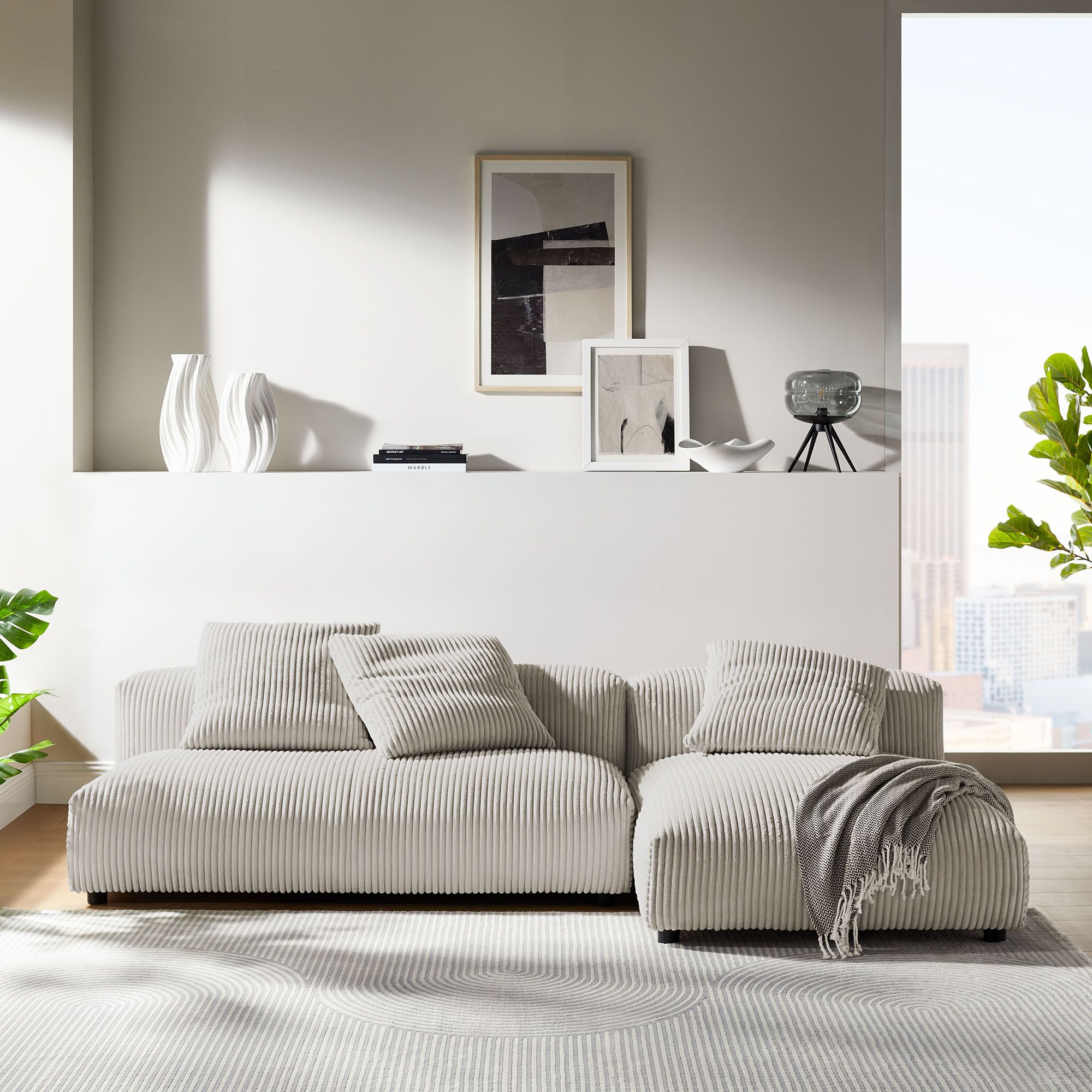The appearance of Solace 2-Piece Modular Corduroy Upholstered Sectional Sofa With Chaise In Almond designed by Modway in the modern / contemporary interior design. This almond piece of furniture was selected by 1StopBedrooms from Solace Collection to add a touch of cosiness and style into your home. Sku: EEI-6886-ALM;EEI-6890-ALM. Material: Corduroy.