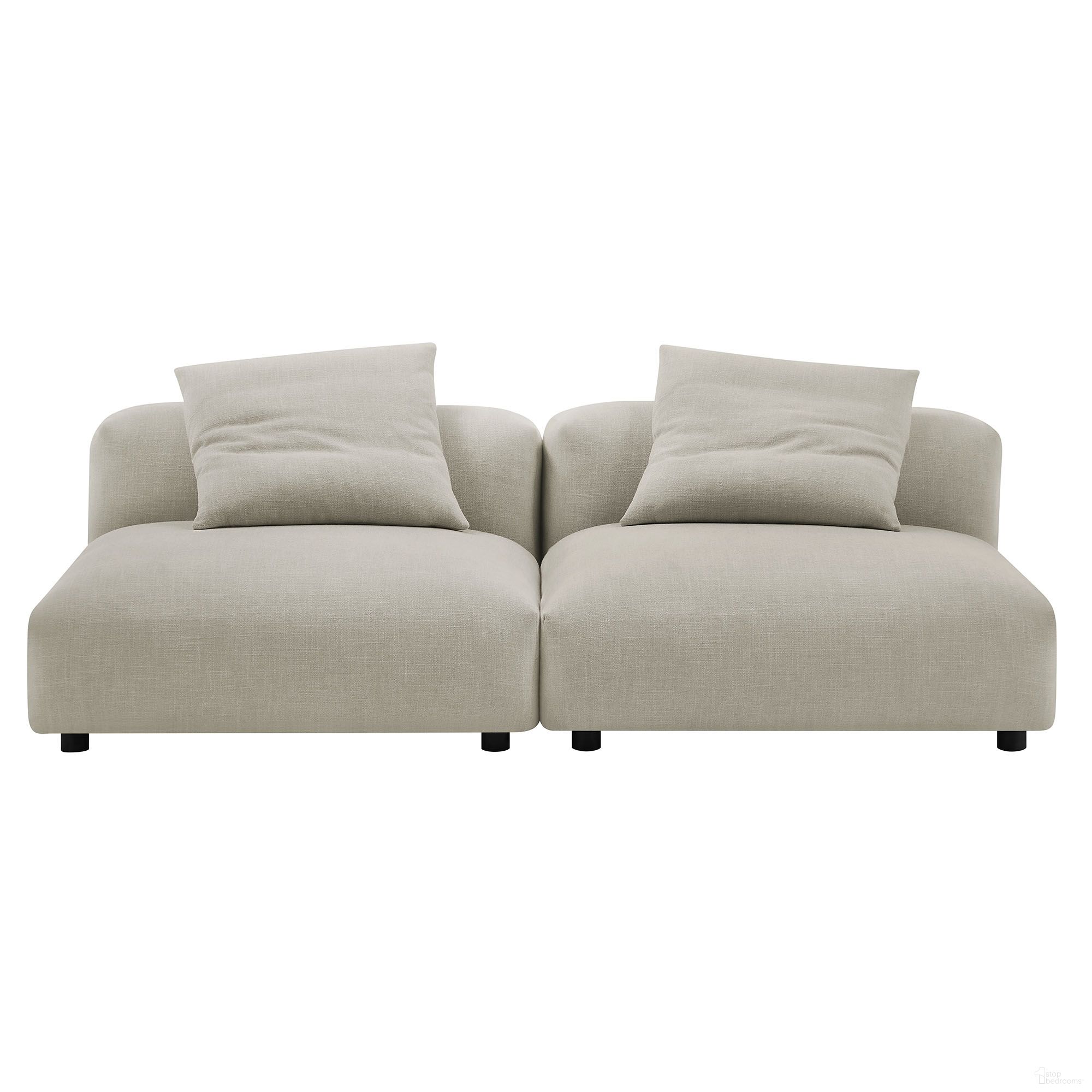 The appearance of Solace 2-Piece Modular Upholstered Fabric Sofa In Linen designed by Modway in the modern / contemporary interior design. This linen piece of furniture was selected by 1StopBedrooms from Solace Collection to add a touch of cosiness and style into your home. Sku: EEI-6885-LIN;EEI-6885-LIN. Material: Fabric.