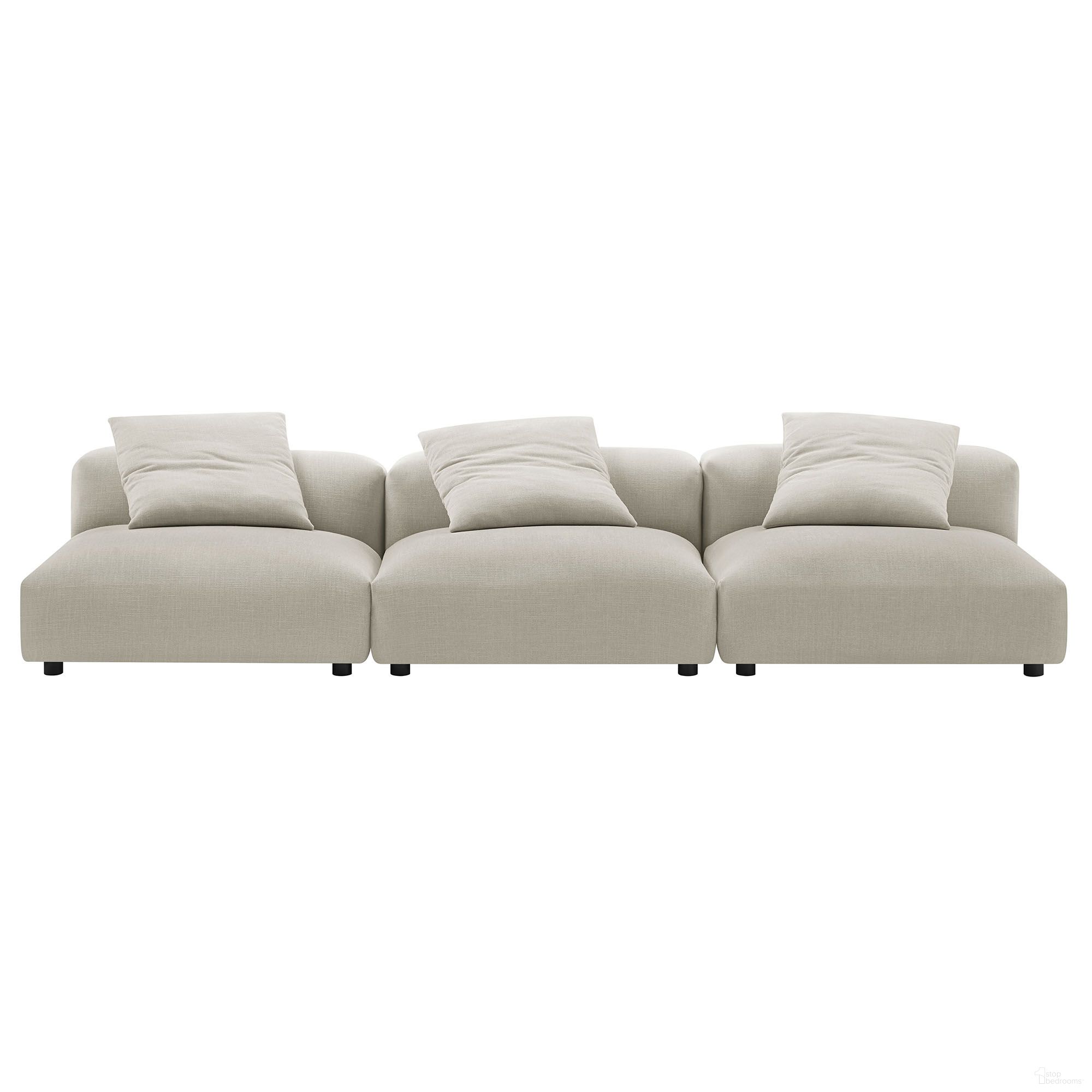 The appearance of Solace 3-Piece Modular Upholstered Fabric Sofa In Linen designed by Modway in the modern / contemporary interior design. This linen piece of furniture was selected by 1StopBedrooms from Solace Collection to add a touch of cosiness and style into your home. Sku: EEI-6885-LIN;EEI-6885-LIN;EEI-6885-LIN. Material: Fabric.