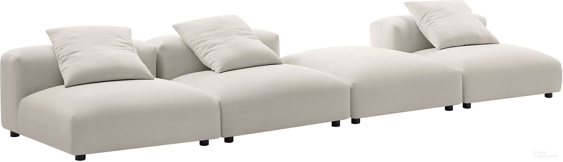 The appearance of Solace 4-Piece Modular Upholstered Fabric Sectional Sofa In Salt designed by Modway in the modern / contemporary interior design. This salt piece of furniture was selected by 1StopBedrooms from Solace Collection to add a touch of cosiness and style into your home. Sku: EEI-6885-SAL;EEI-6889-SAL;EEI-6885-SAL;EEI-6885-SAL. Material: Textured.