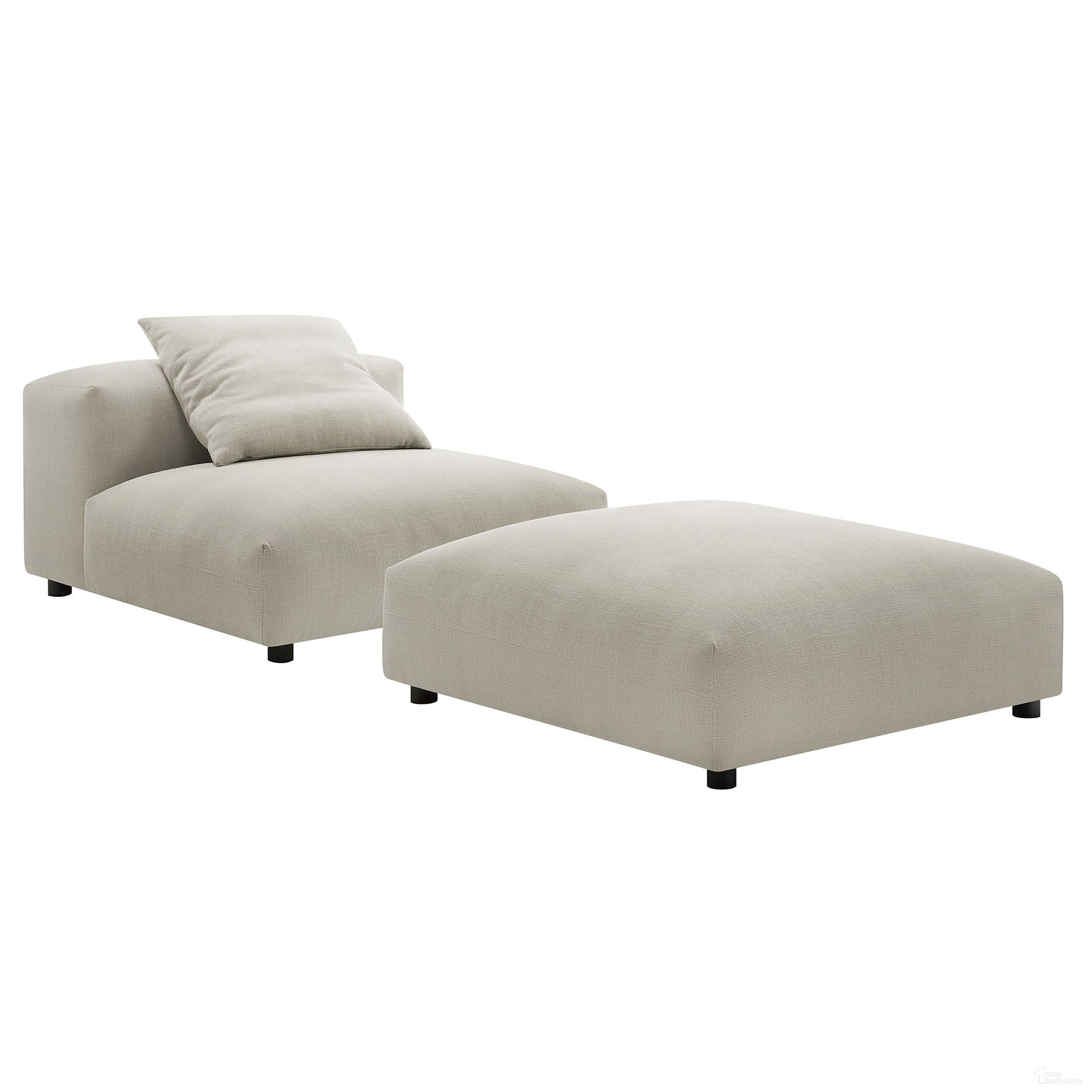 The appearance of Solace Modular Upholstered Fabric Armless Chair and Ottoman Set In Linen designed by Modway in the modern / contemporary interior design. This linen piece of furniture was selected by 1StopBedrooms from Solace Collection to add a touch of cosiness and style into your home. Sku: EEI-6885-LIN;EEI-6889-LIN. Material: Fabric.
