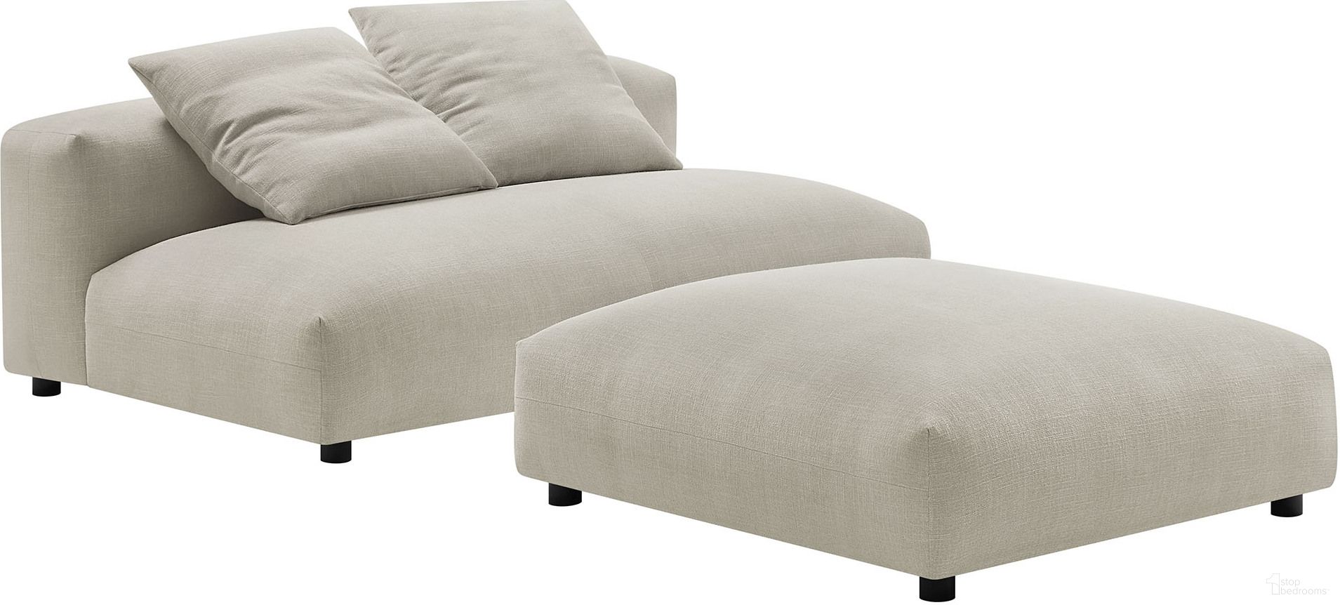The appearance of Solace Modular Upholstered Fabric Armless Loveseat and Ottoman Set In Linen designed by Modway in the modern / contemporary interior design. This linen piece of furniture was selected by 1StopBedrooms from Solace Collection to add a touch of cosiness and style into your home. Sku: EEI-6889-LIN;EEI-6891-LIN. Material: Fabric.