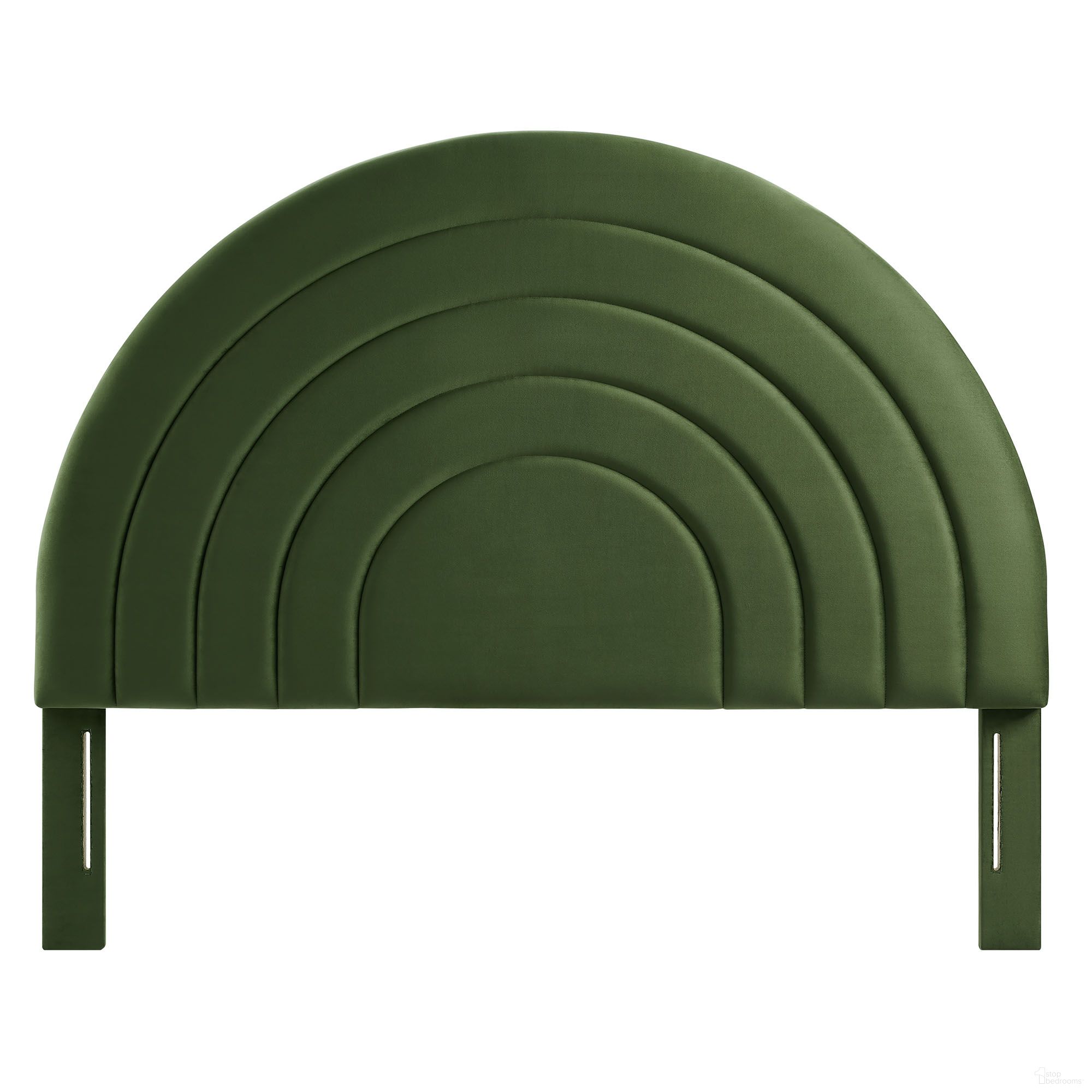 Solana Arched Performance Velvet Full Headboard In Moss Green