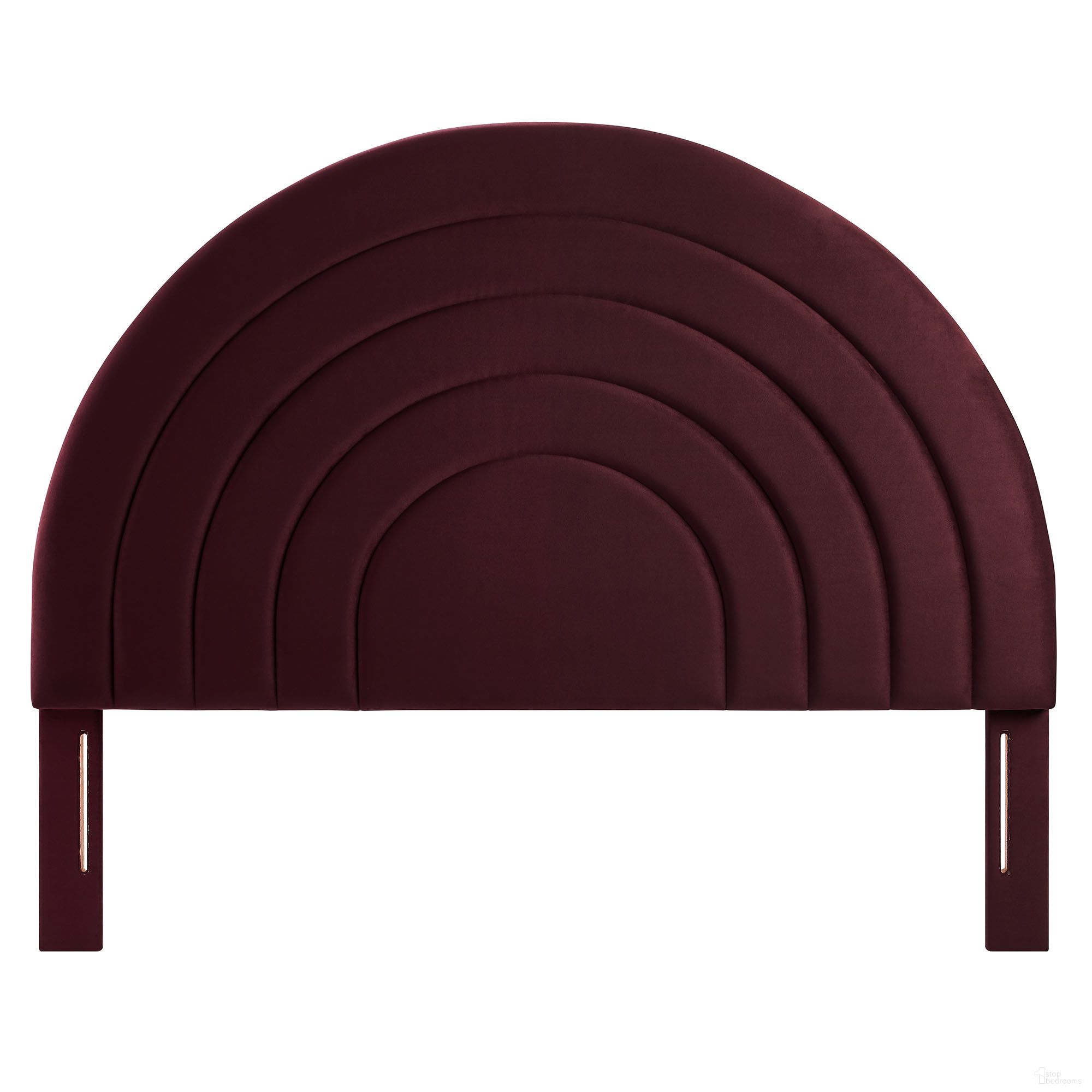 Solana Arched Performance Velvet Full Headboard In Mulberry