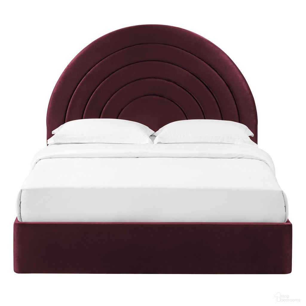 Solana Arched Performance Velvet Full Platform Bed In Mulberry