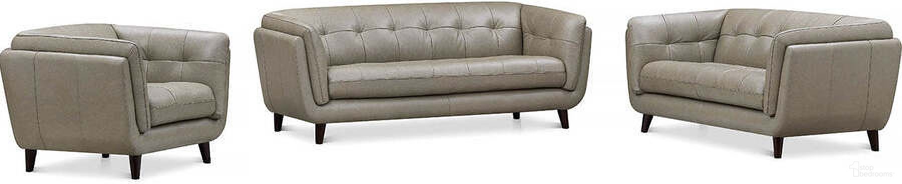 Solana Leather Living Room Set In Chico Slate