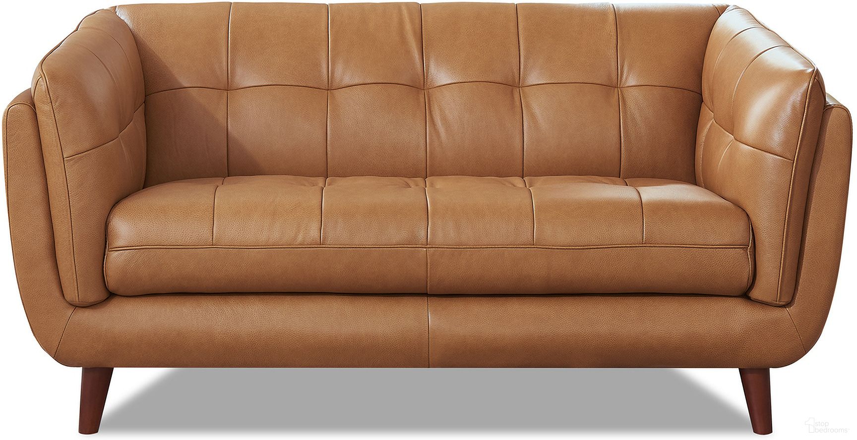 Solana Leather Loveseat In Cinnamon Brown