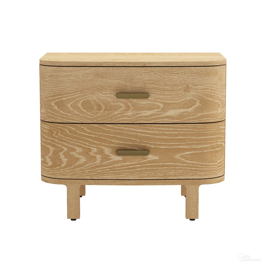 Solara 30 Inch Solid Wood 2-Drawer Nightstand In Natural Oak
