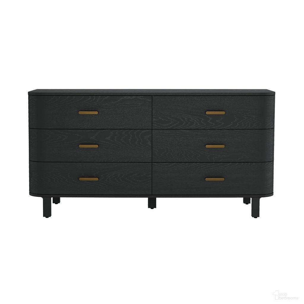 Solara 68 Inch Solid Wood 6-Drawer Dresser In Black