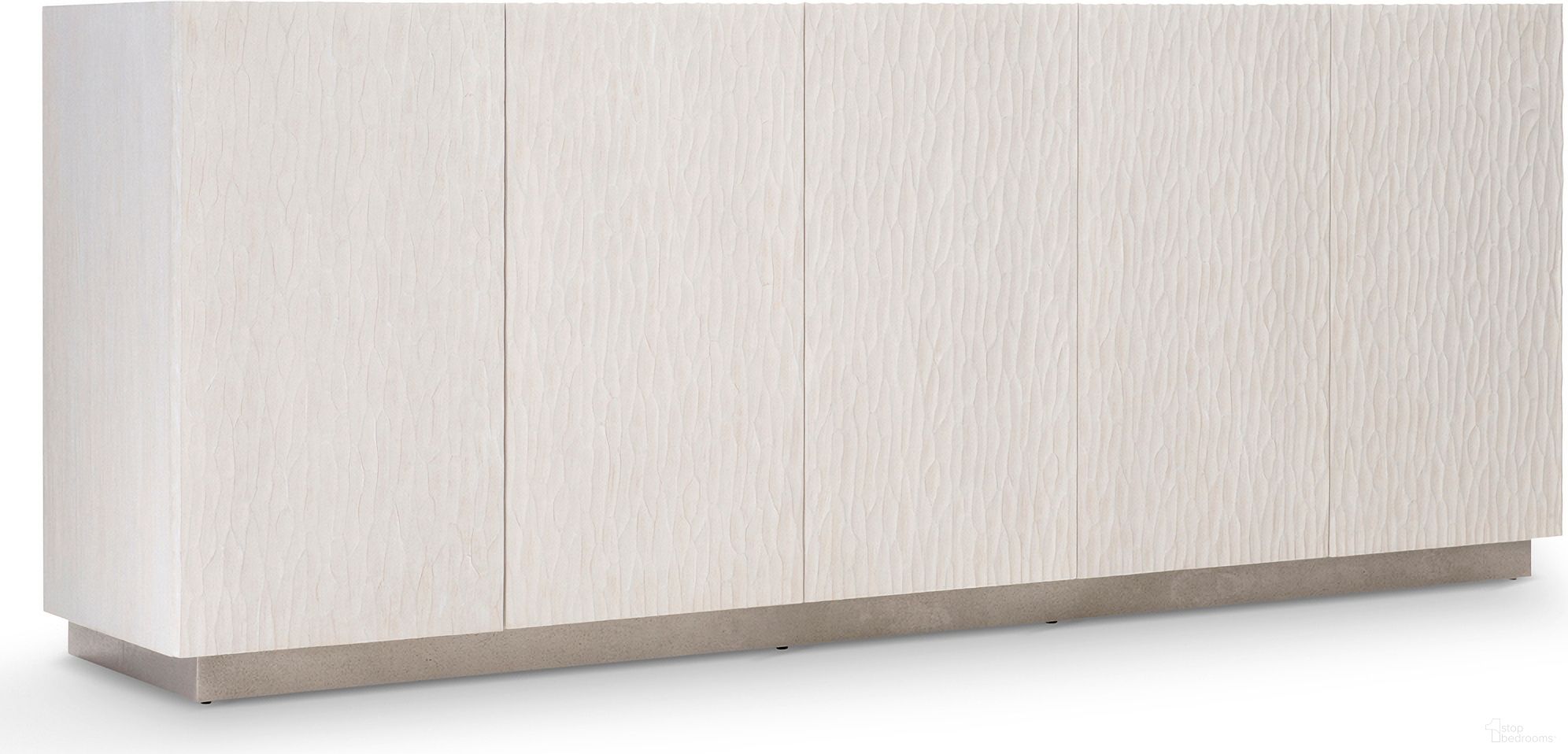 The appearance of Solaria Entertainment Credenza with 5 Doors designed by Bernhardt in the modern / contemporary interior design. This weathered bone piece of furniture was selected by 1StopBedrooms from Solaria Collection to add a touch of cosiness and style into your home. Sku: 310880. Material: Metal.