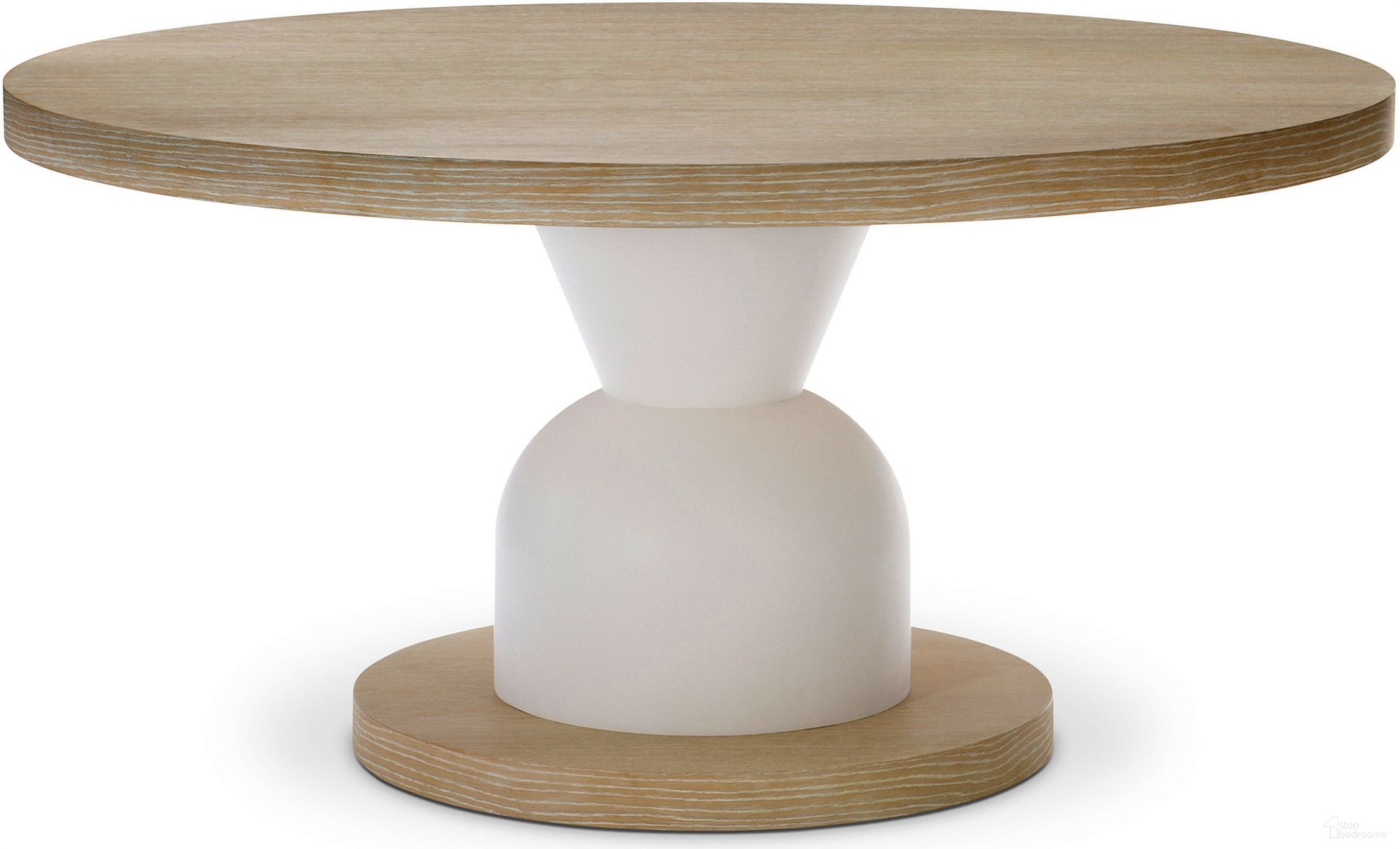 The appearance of Solaria Round Dining Table designed by Bernhardt in the modern / contemporary interior design. This dune/fossil piece of furniture was selected by 1StopBedrooms from Solaria Collection to add a touch of cosiness and style into your home. Sku: 310273;310274. Table Base Style: Pedestal. Table Top Shape: Round. Material: Wood. Size: 60".