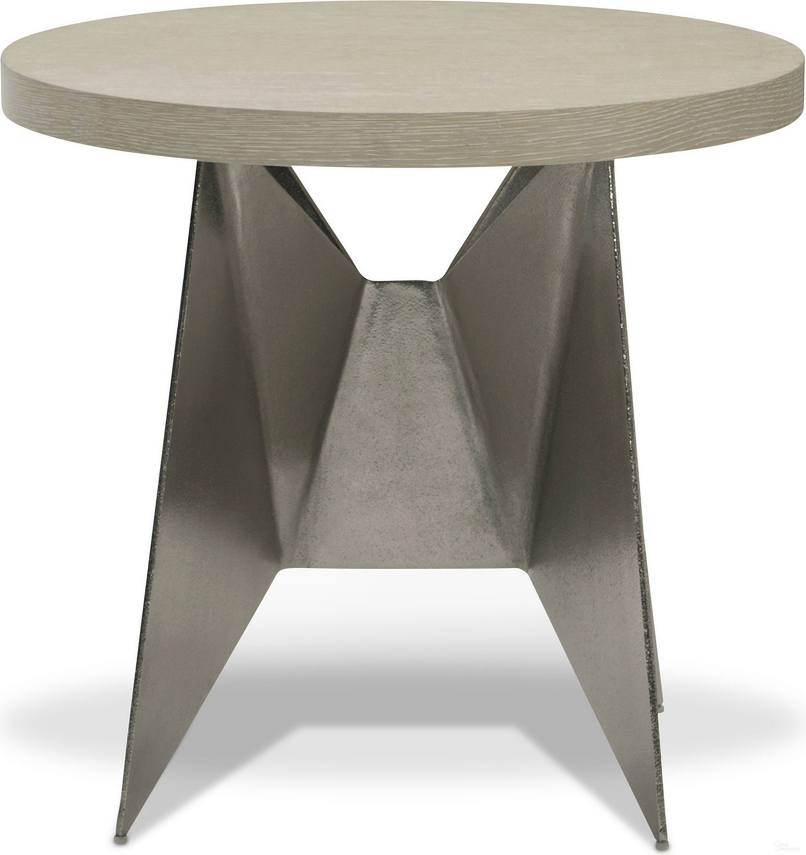 The appearance of Solaria Round Side Table designed by Bernhardt in the modern / contemporary interior design. This dune/shiny nickel piece of furniture  was selected by 1StopBedrooms from Solaria Collection to add a touch of cosiness and style into your home. Sku: 310125. Material: Metal.