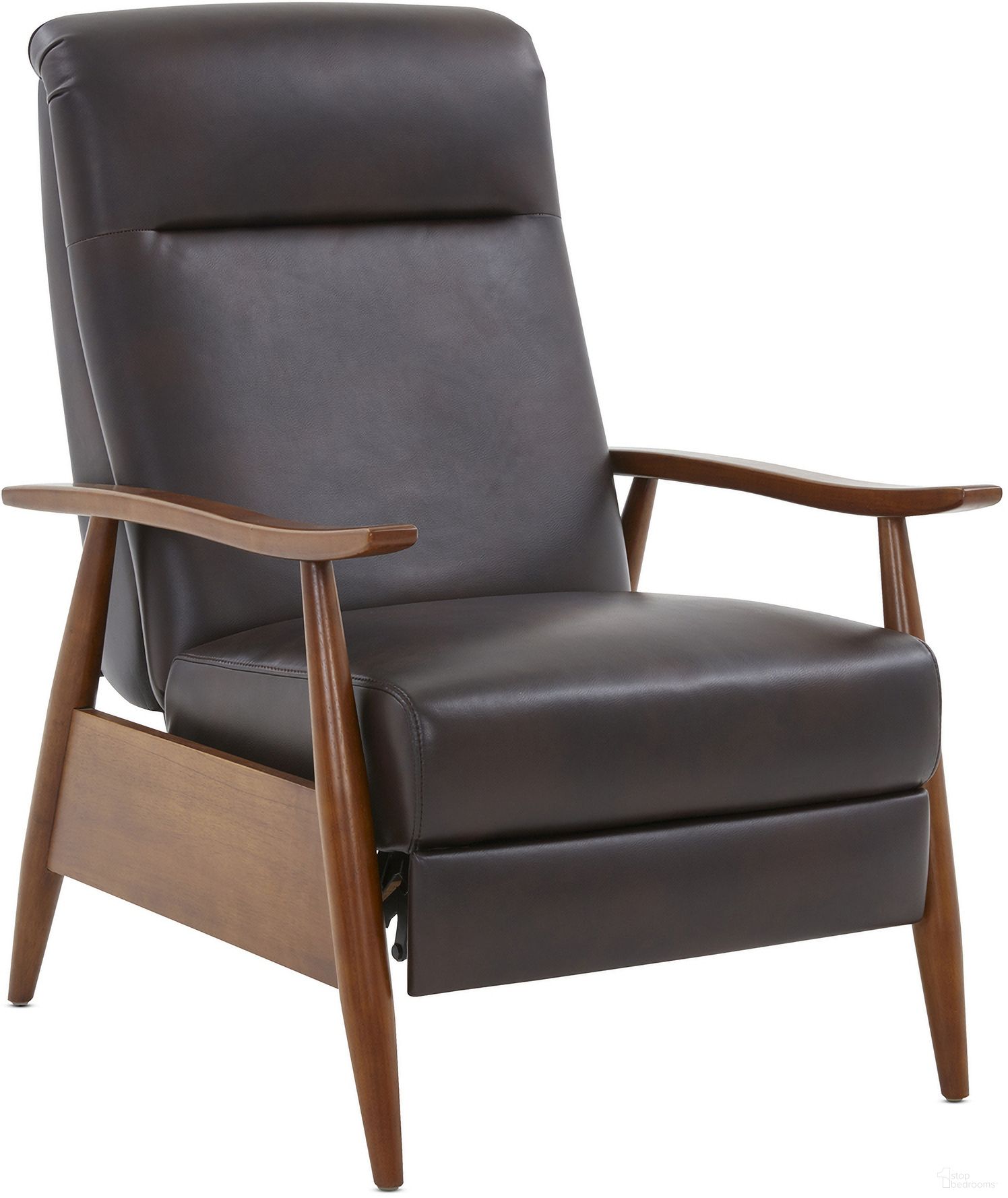 Solaris Wood Arm Push Back Recliner In Burnished Brown