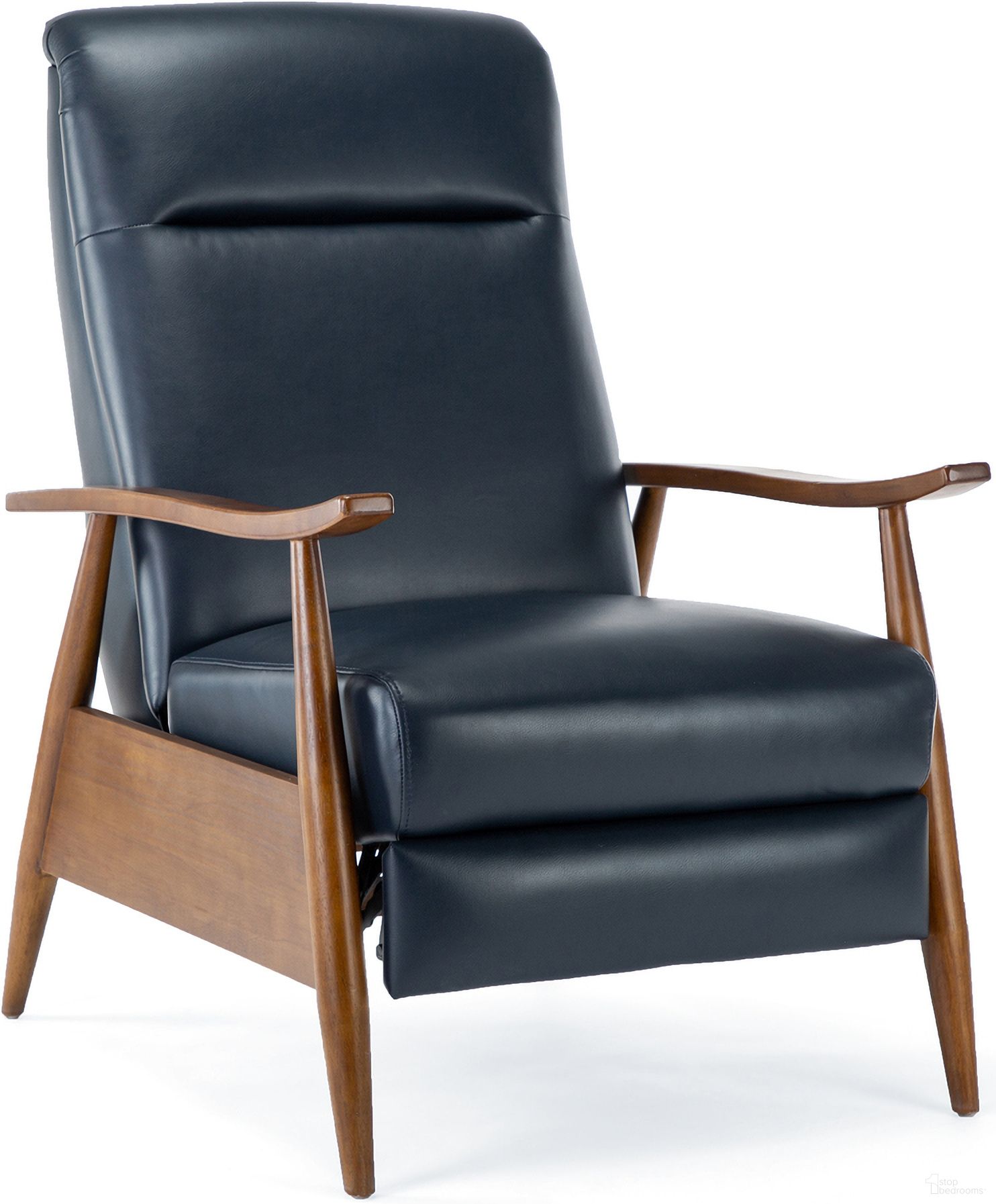 The appearance of Solaris Wood Arm Push Back Recliner In Midnight Blue designed by Comfort Pointe in the modern / contemporary interior design. This midnight blue piece of furniture was selected by 1StopBedrooms from Solaris Collection to add a touch of cosiness and style into your home. Sku: 8022-14. Material: Plywood.