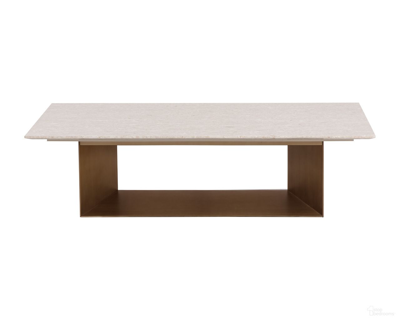 Soleen Coffee Table In Antique Brass and Cream