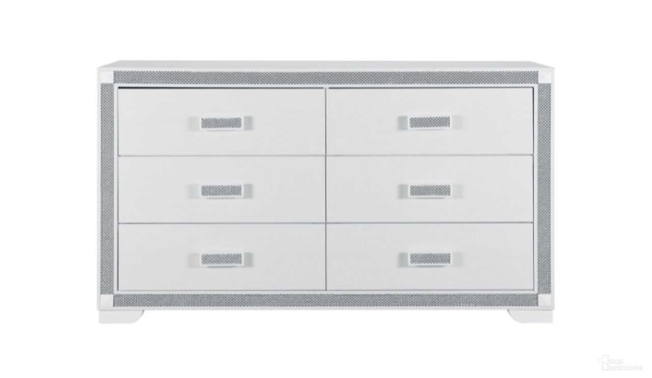 The appearance of Soleil Dresser In White designed by Global Furniture USA in the modern / contemporary interior design. This white piece of furniture was selected by 1StopBedrooms from Soleil Collection to add a touch of cosiness and style into your home. Sku: SOLEIL-WHITE-DR. Material: MDF.