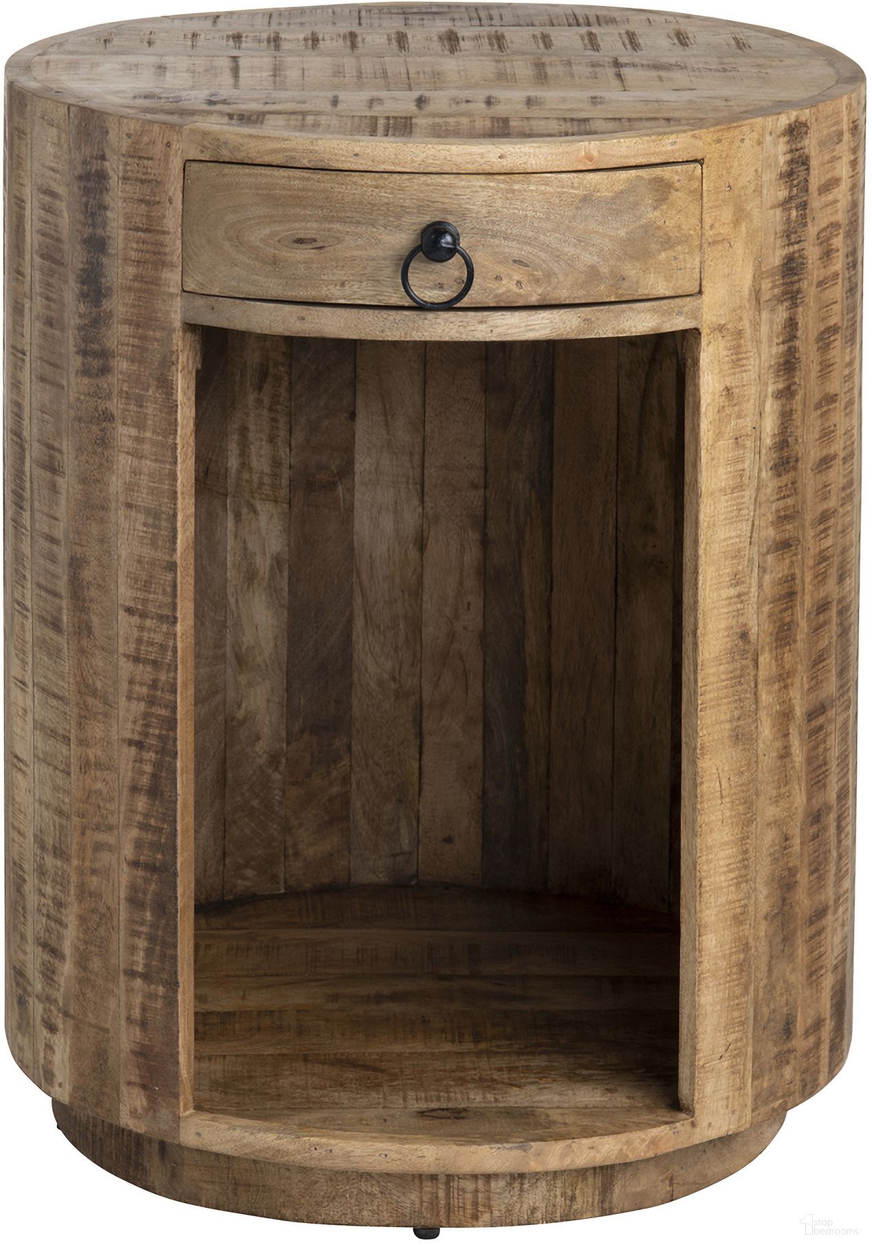 The appearance of Solid Mango Round Accent/End Table In Brown designed by Crestview Collection in the rustic / southwestern interior design. This brown piece of furniture  was selected by 1StopBedrooms from  to add a touch of cosiness and style into your home. Sku: CVFNR4524. Material: Solid Wood.