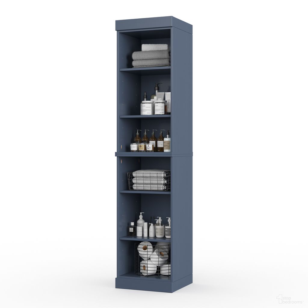 Solid Wood 16.5" Bathroom Storage Cabinet With Adjustable Shelves In Antique Blue