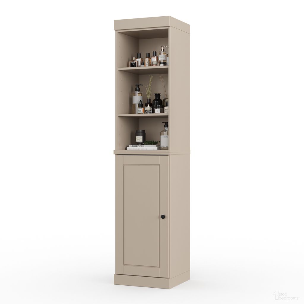 Solid Wood 16.5" Bathroom Storage Cabinet With Raised Panel Doors And Adjustable Shelves In Beige