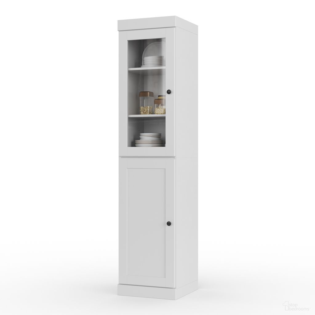 The appearance of Solid Wood 16.5" Pantry Cabinet With Clear Glass And Shaker Doors In White designed by Palace Imports in the modern / contemporary interior design. This white piece of furniture was selected by 1StopBedrooms from to add a touch of cosiness and style into your home. Sku: 3191. Material: Solid Pine Wood.