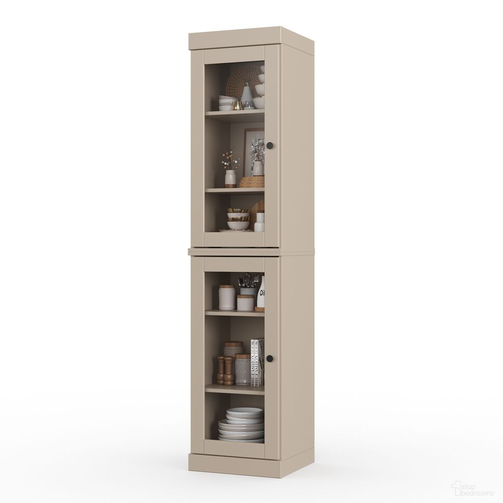 The appearance of Solid Wood 16.5" Pantry Cabinet With Clear Glass Doors And Adjustable Shelves In Beige designed by Palace Imports in the modern / contemporary interior design. This beige piece of furniture  was selected by 1StopBedrooms from  to add a touch of cosiness and style into your home. Sku: 982-14. Material: Solid Pine Wood.