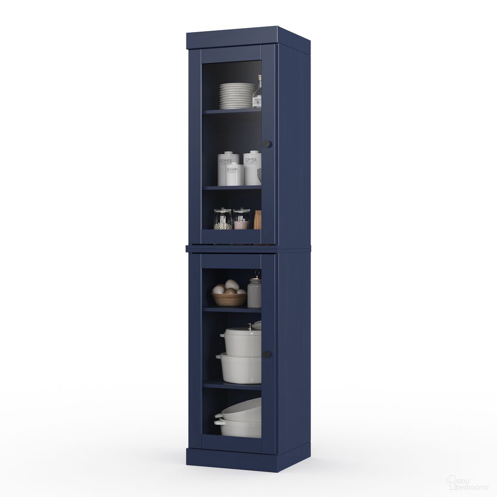 The appearance of Solid Wood 16.5" Pantry Cabinet With Clear Glass Doors And Adjustable Shelves In Navy Blue designed by Palace Imports in the modern / contemporary interior design. This navy blue piece of furniture was selected by 1StopBedrooms from to add a touch of cosiness and style into your home. Sku: 982-15. Material: Solid Pine Wood.