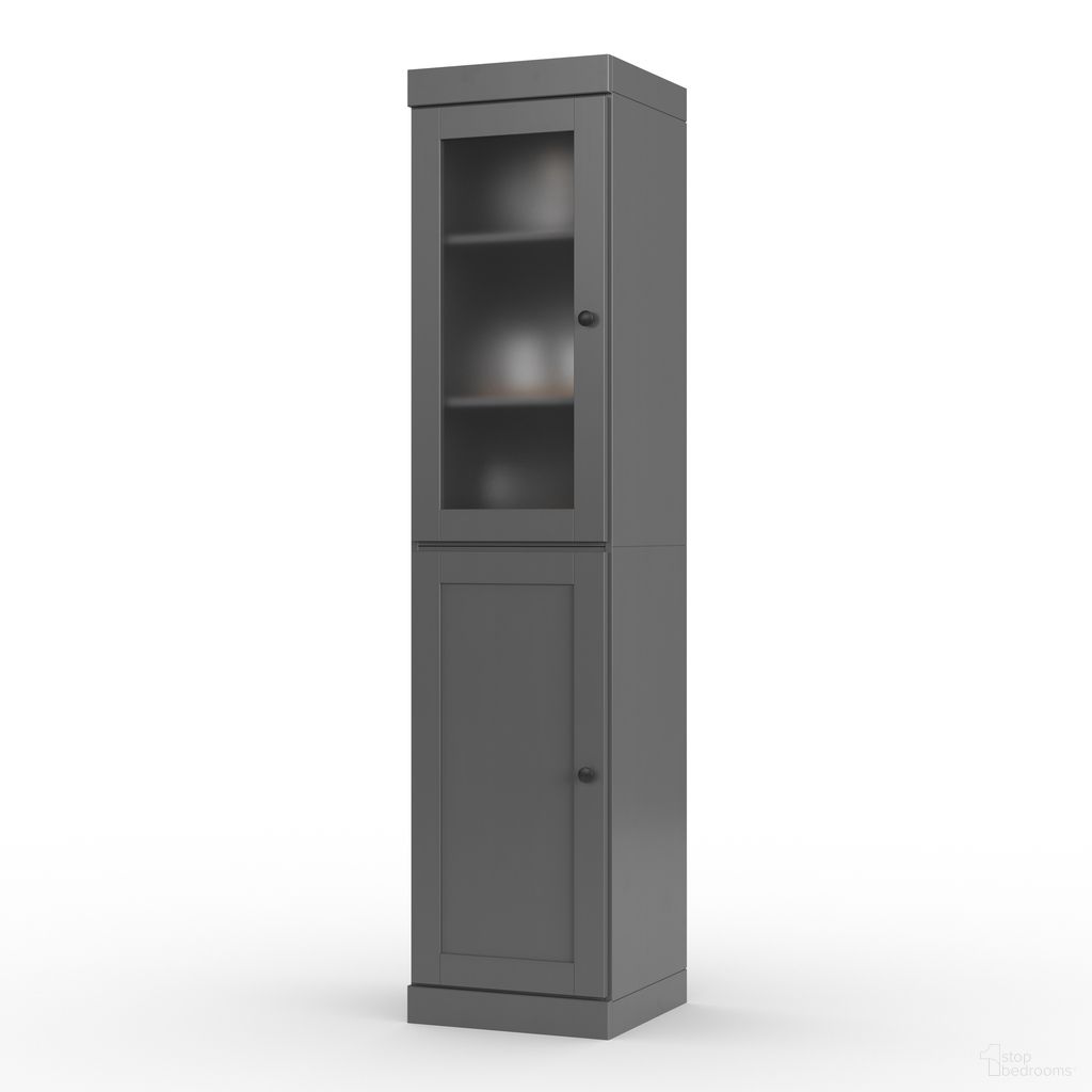 The appearance of Solid Wood 16.5" Pantry Cabinet With Frosted Glass And Shaker Doors In Gray designed by Palace Imports in the modern / contemporary interior design. This gray piece of furniture was selected by 1StopBedrooms from to add a touch of cosiness and style into your home. Sku: 3205. Material: Solid Pine Wood.