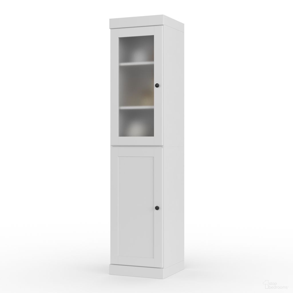 The appearance of Solid Wood 16.5" Pantry Cabinet With Frosted Glass And Shaker Doors In White designed by Palace Imports in the modern / contemporary interior design. This white piece of furniture was selected by 1StopBedrooms from to add a touch of cosiness and style into your home. Sku: 3201. Material: Solid Pine Wood.