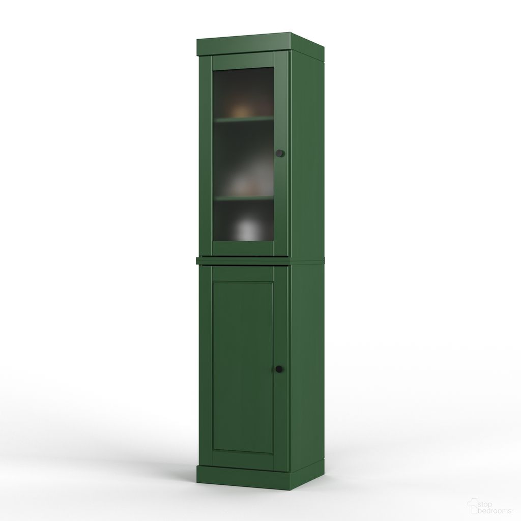The appearance of Solid Wood 16.5" Pantry Cabinet With Raised Panel And Frosted Glass Doors In Green designed by Palace Imports in the modern / contemporary interior design. This green piece of furniture was selected by 1StopBedrooms from to add a touch of cosiness and style into your home. Sku: 916-12. Material: Solid Pine Wood.