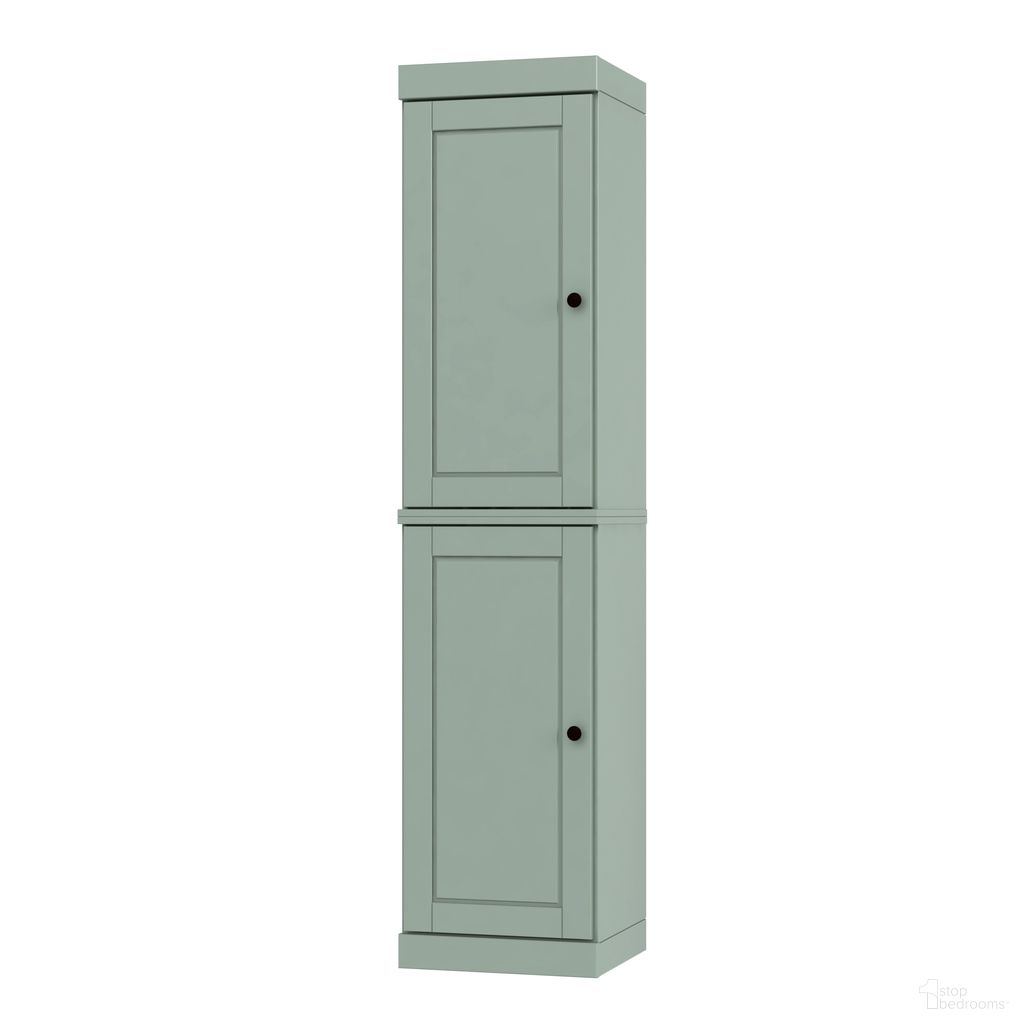 Solid Wood 16.5" Pantry Cabinet With Raised Panel Doors And Adjustable Shelves In Sage