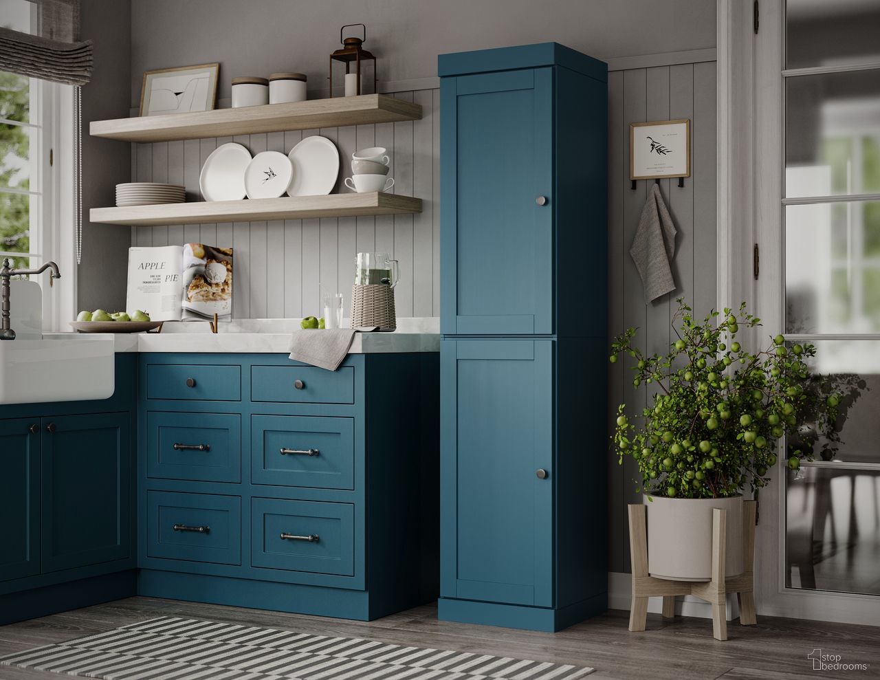 The appearance of Solid Wood 16.5" Pantry Cabinet With Shaker Doors And Adjustable Shelves In Black designed by Palace Imports in the modern / contemporary interior design. This black piece of furniture was selected by 1StopBedrooms from to add a touch of cosiness and style into your home. Sku: 3178. Material: Solid Pine Wood.