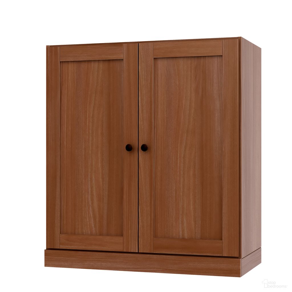 Solid Wood 3-Shelf Bookcase With Shaker Doors And Adjustable Shelves In Mocha