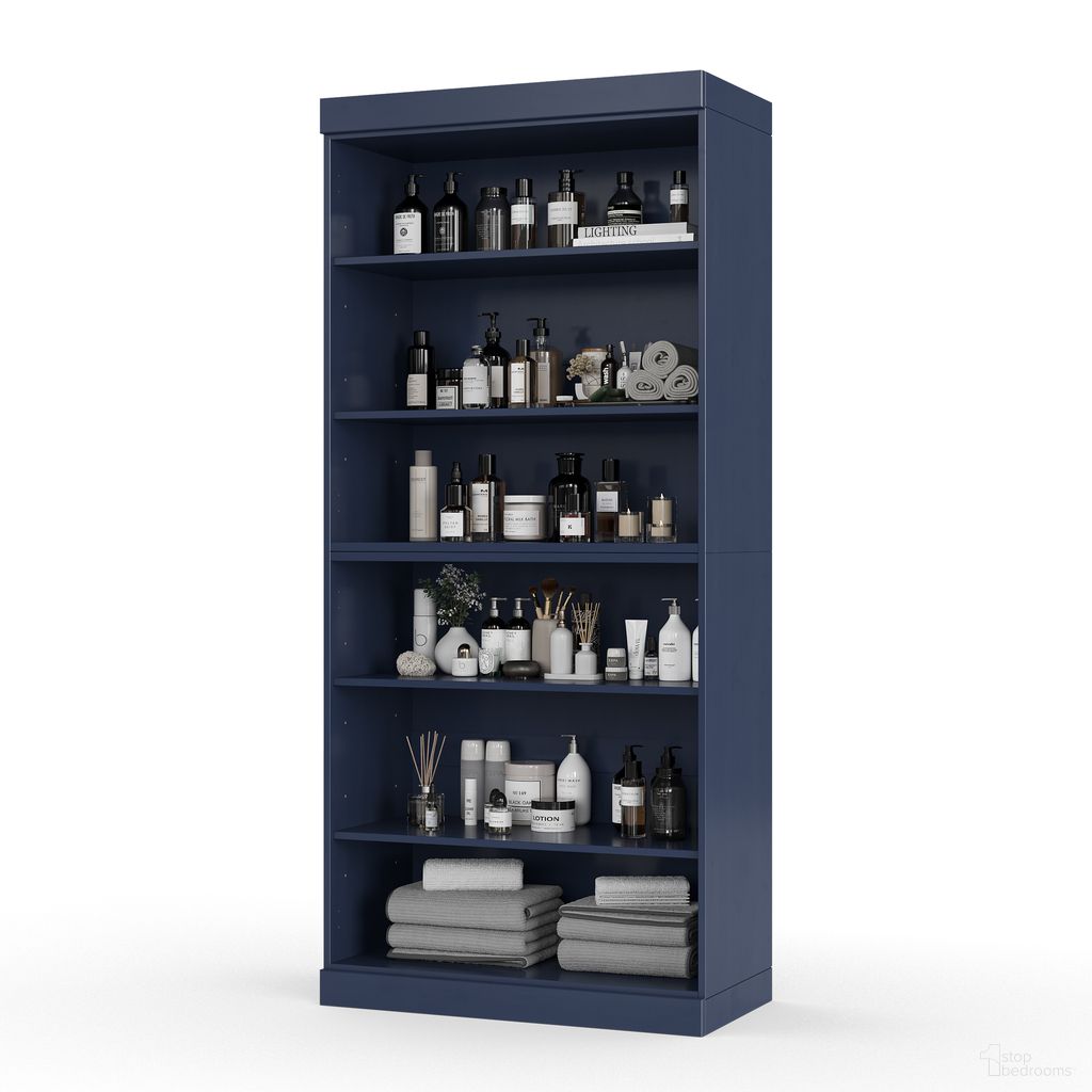 Solid Wood 32" Bathroom Storage Cabinet With Adjustable Shelves In Navy Blue
