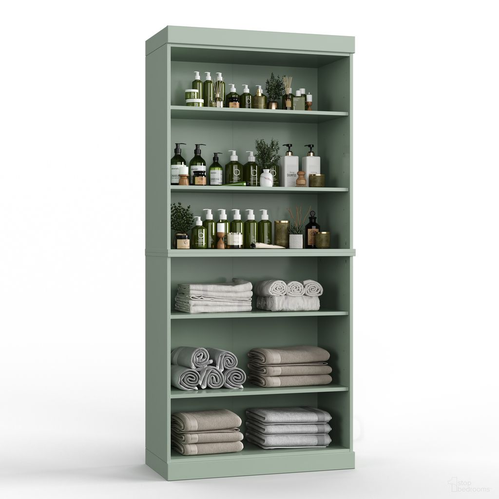 Solid Wood 32" Bathroom Storage Cabinet With Adjustable Shelves In Sage