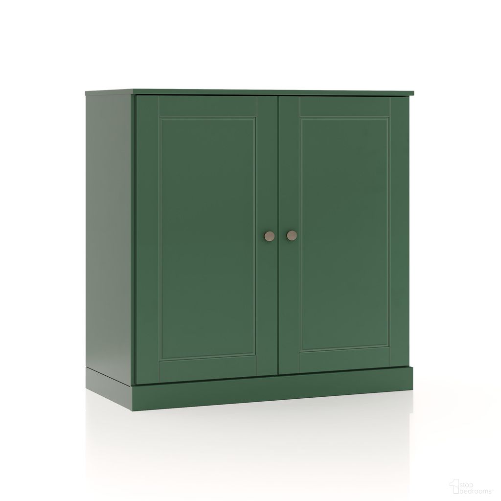 Solid Wood 32" Bathroom Storage Cabinet With Doors And Adjustable Shelves In Green
