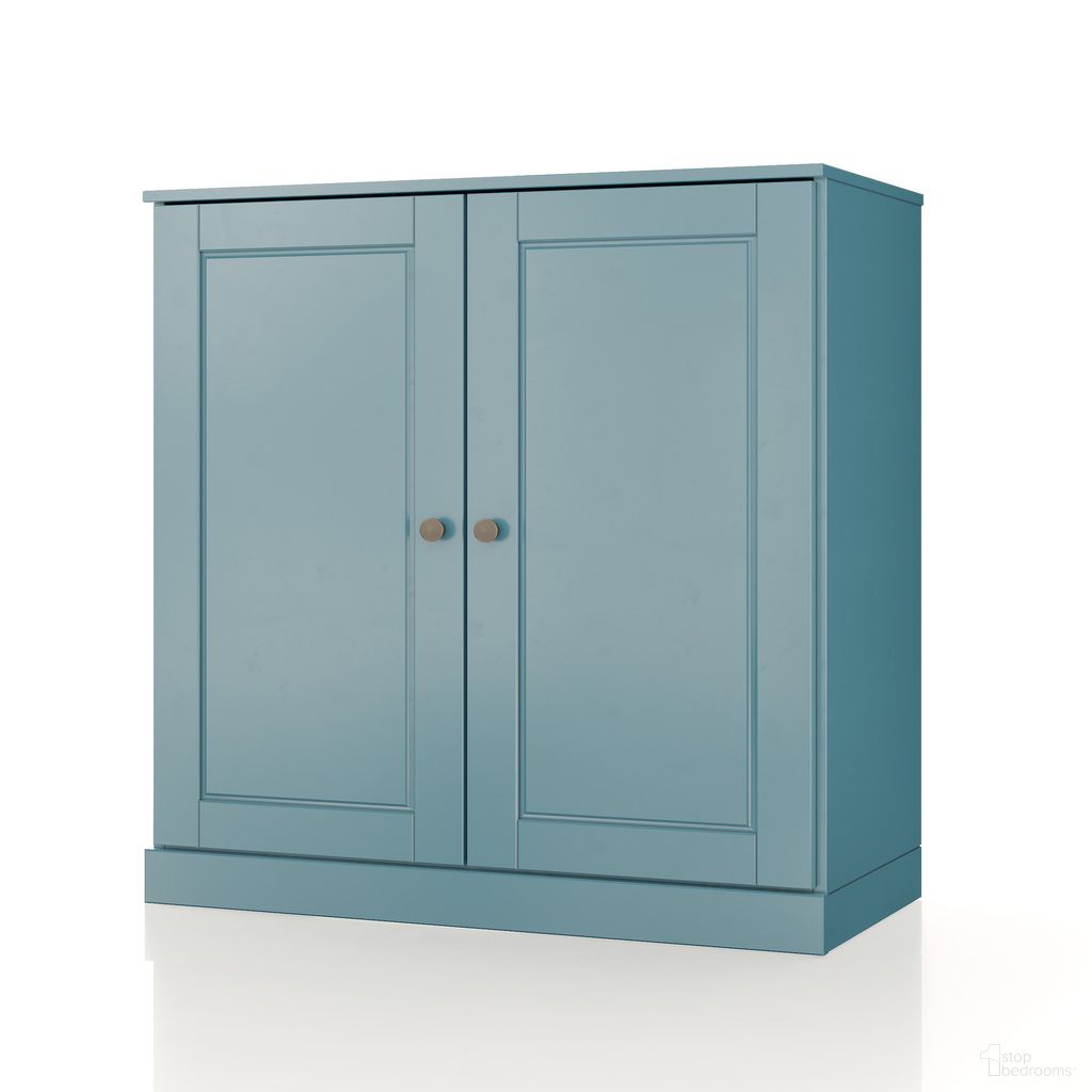 Solid Wood 32" Bathroom Storage Cabinet With Doors And Adjustable Shelves In Teal Blue