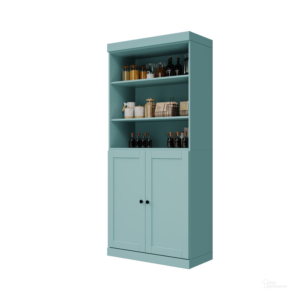 The appearance of Solid Wood 32" Pantry Cabinet With 2-Drawers And Adjustable Shelves In Aqua designed by Palace Imports in the modern / contemporary interior design. This aqua piece of furniture was selected by 1StopBedrooms from to add a touch of cosiness and style into your home. Sku: 322-11. Material: Solid Pine Wood.