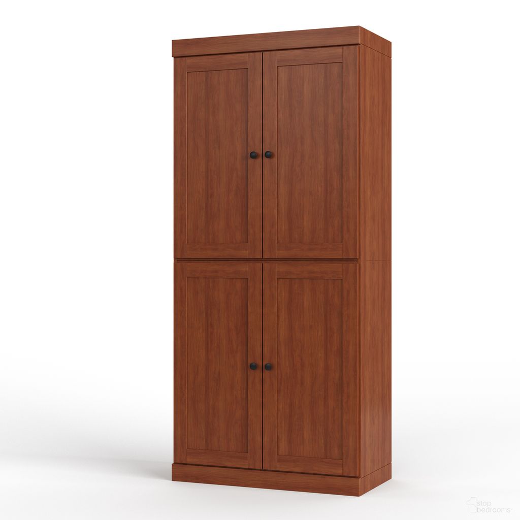 Solid Wood 32" Pantry Cabinet With 2-Drawers And Adjustable Shelves In Mocha