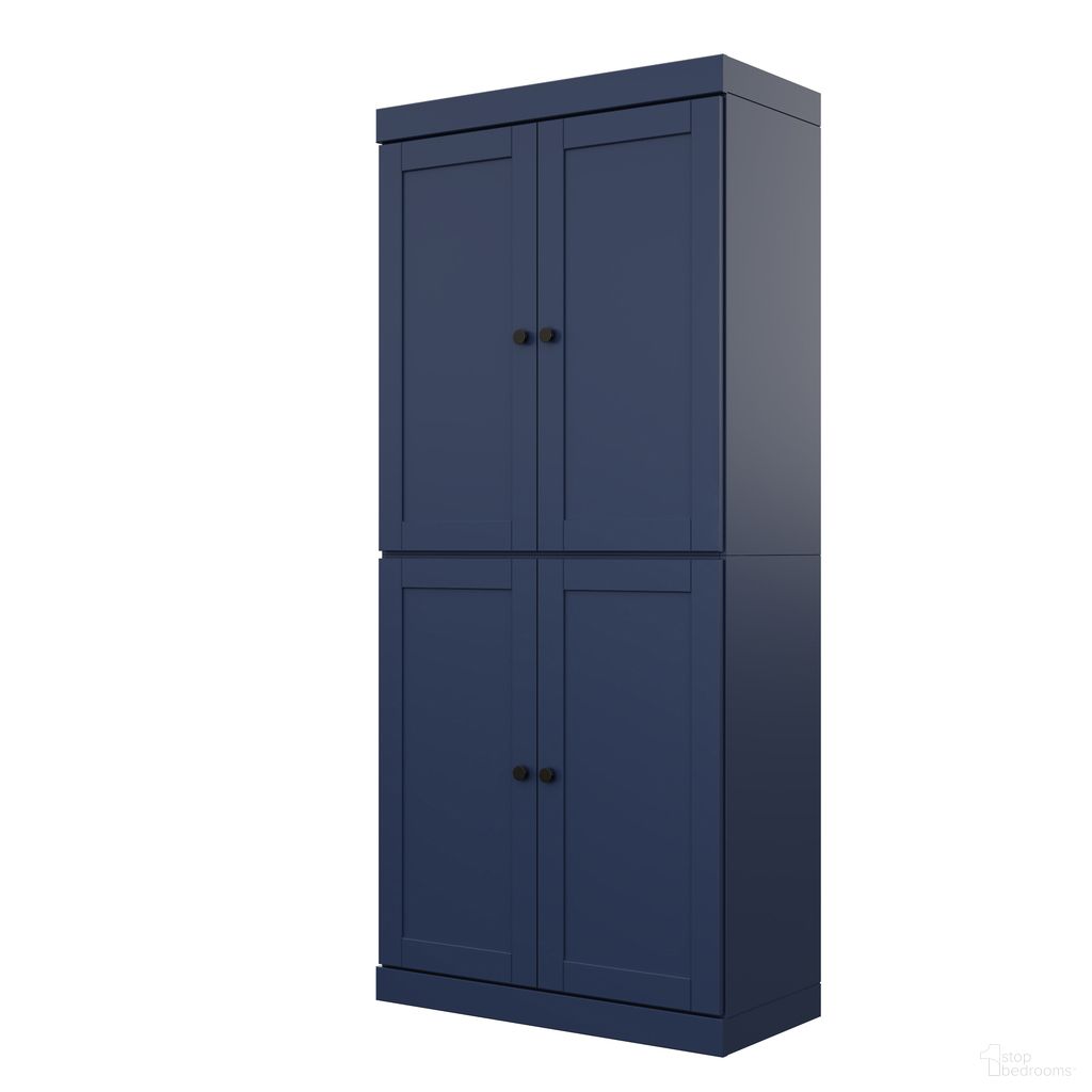 The appearance of Solid Wood 32" Pantry Cabinet With 2-Drawers And Adjustable Shelves In Navy Blue designed by Palace Imports in the modern / contemporary interior design. This navy blue piece of furniture was selected by 1StopBedrooms from to add a touch of cosiness and style into your home. Sku: 324-15. Material: Solid Pine Wood.