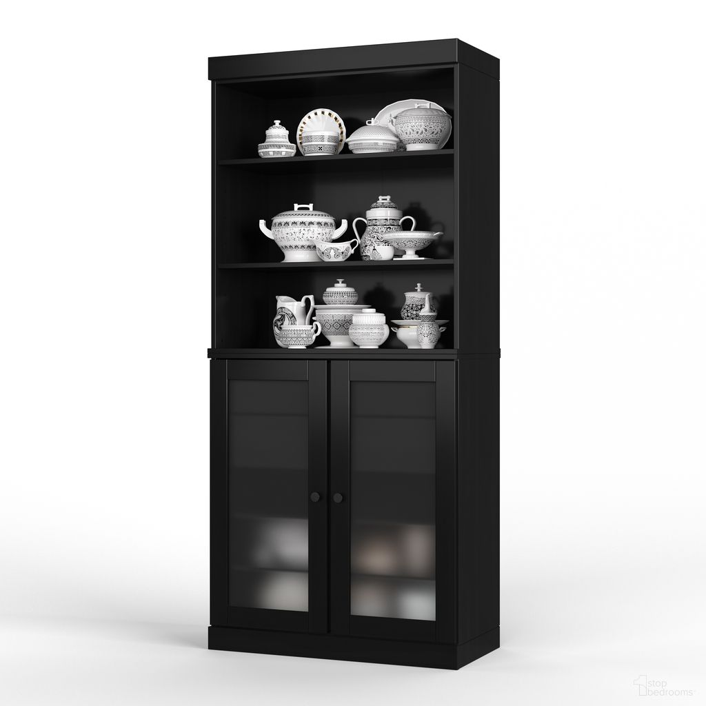 The appearance of Solid Wood 32" Pantry Cabinet With Frosted Glass Doors And 2-Drawers In Black designed by Palace Imports in the modern / contemporary interior design. This black piece of furniture was selected by 1StopBedrooms from to add a touch of cosiness and style into your home. Sku: 9297. Material: Solid Pine Wood.