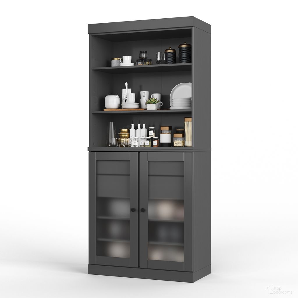 The appearance of Solid Wood 32" Pantry Cabinet With Frosted Glass Doors And 2-Drawers In Gray designed by Palace Imports in the modern / contemporary interior design. This gray piece of furniture was selected by 1StopBedrooms from to add a touch of cosiness and style into your home. Sku: 9295. Material: Solid Pine Wood.