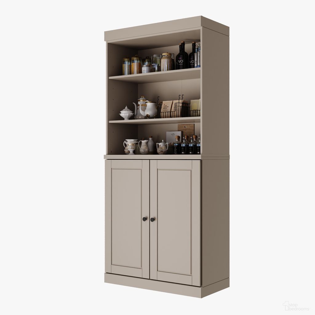 The appearance of Solid Wood 32" Pantry Cabinet With Raised Panel Doors And 2-Drawers In Beige designed by Palace Imports in the modern / contemporary interior design. This beige piece of furniture was selected by 1StopBedrooms from to add a touch of cosiness and style into your home. Sku: 985-14. Material: Solid Pine Wood.