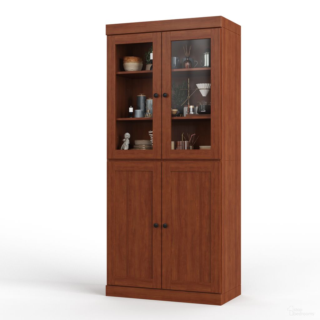 Solid Wood 32" Pantry Cabinet With Shaker Doors And 2-Drawers In Mocha