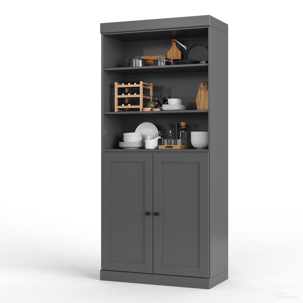 The appearance of Solid Wood 32" Pantry Cabinet With Shaker Doors And Adjustable Shelves In Gray designed by Palace Imports in the modern / contemporary interior design. This gray piece of furniture was selected by 1StopBedrooms from to add a touch of cosiness and style into your home. Sku: 3215. Material: Solid Pine Wood.