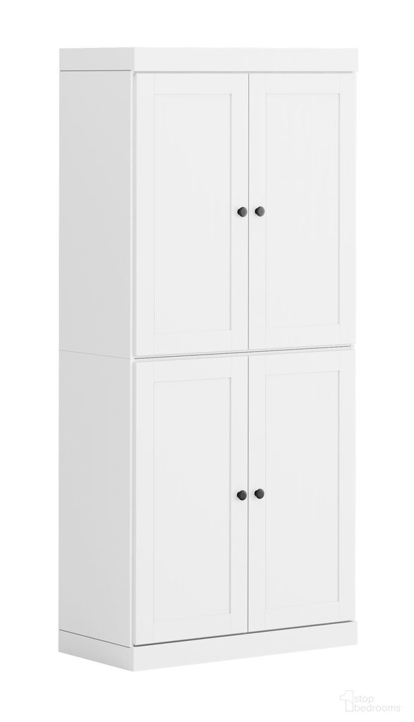 The appearance of Solid Wood 32" Pantry Cabinet With Shaker Doors And Adjustable Shelves In White designed by Palace Imports in the modern / contemporary interior design. This white piece of furniture was selected by 1StopBedrooms from to add a touch of cosiness and style into your home. Sku: 3231. Material: Solid Pine Wood.